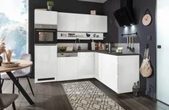 KOCHSTATION Winkelküche »KS-Virginia,neu in verbesserter Ausführung« Arbeitsplatte 38 mm stark, Stauraum, Softclose,Stellbreite 230/190 cm, Soft-Close, ohne E-Geräte