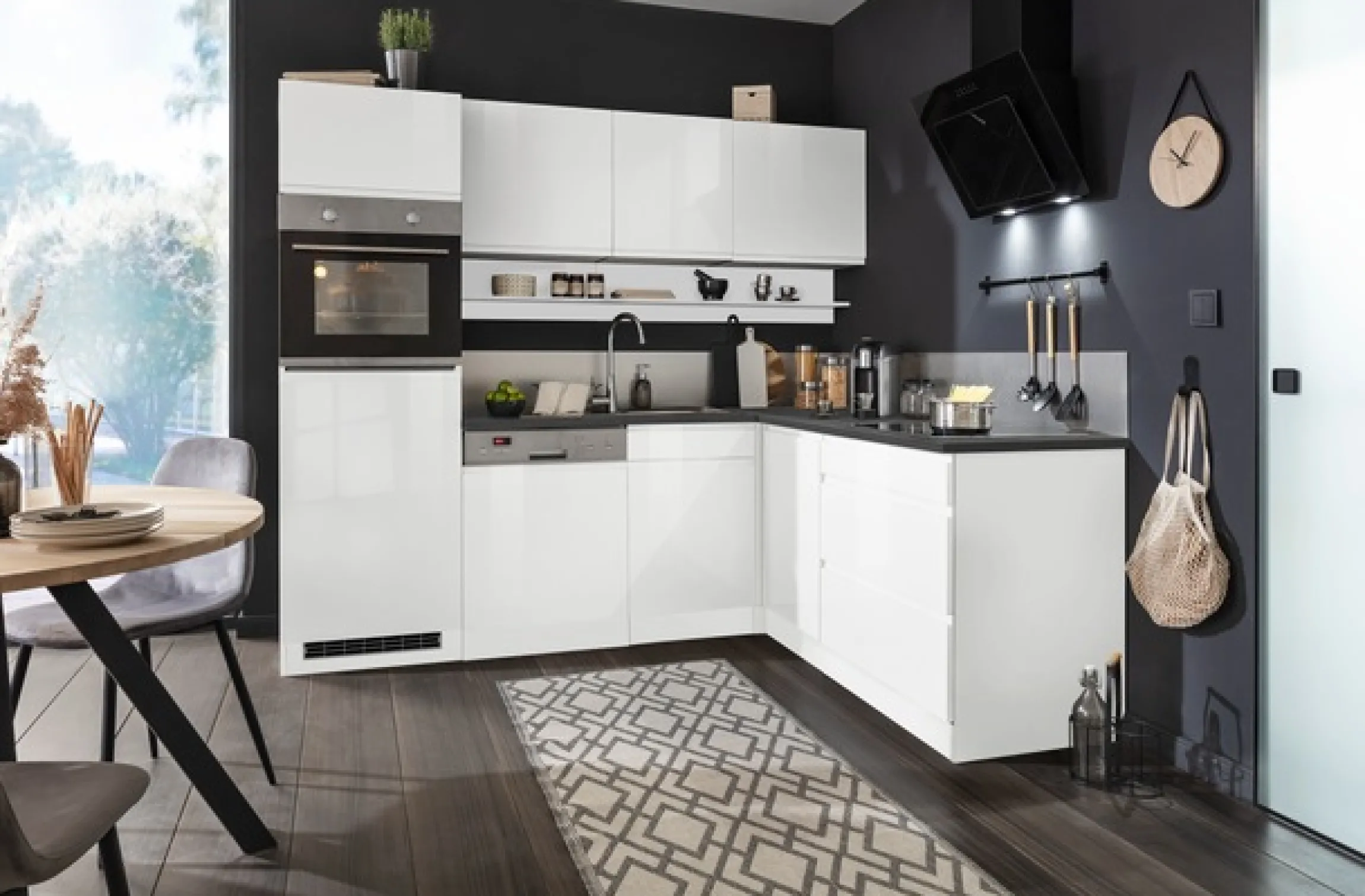 KOCHSTATION Winkelküche »KS-Virginia,neu in verbesserter Ausführung« Arbeitsplatte 38 mm stark, Stauraum, Softclose,Stellbreite 230/190 cm, Soft-Close, ohne E-Geräte