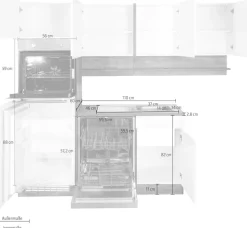 KOCHSTATION Winkelküche »KS-Virginia,neu in verbesserter Ausführung« Arbeitsplatte 38 mm stark, Stauraum, Softclose,Stellbreite 230/190 cm, Soft-Close, ohne E-Geräte