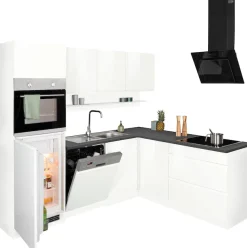 KOCHSTATION Winkelküche »KS-Virginia,neu in verbesserter Ausführung« Arbeitsplatte 38 mm stark, Stauraum, Softclose,Stellbreite 230/190 cm, Soft-Close, ohne E-Geräte
