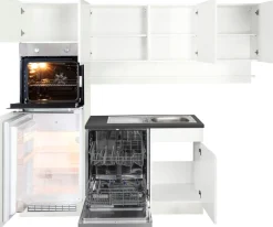 KOCHSTATION Winkelküche »KS-Virginia,neu in verbesserter Ausführung« Arbeitsplatte 38 mm stark, Stauraum, Softclose,Stellbreite 230/190 cm, Soft-Close, ohne E-Geräte