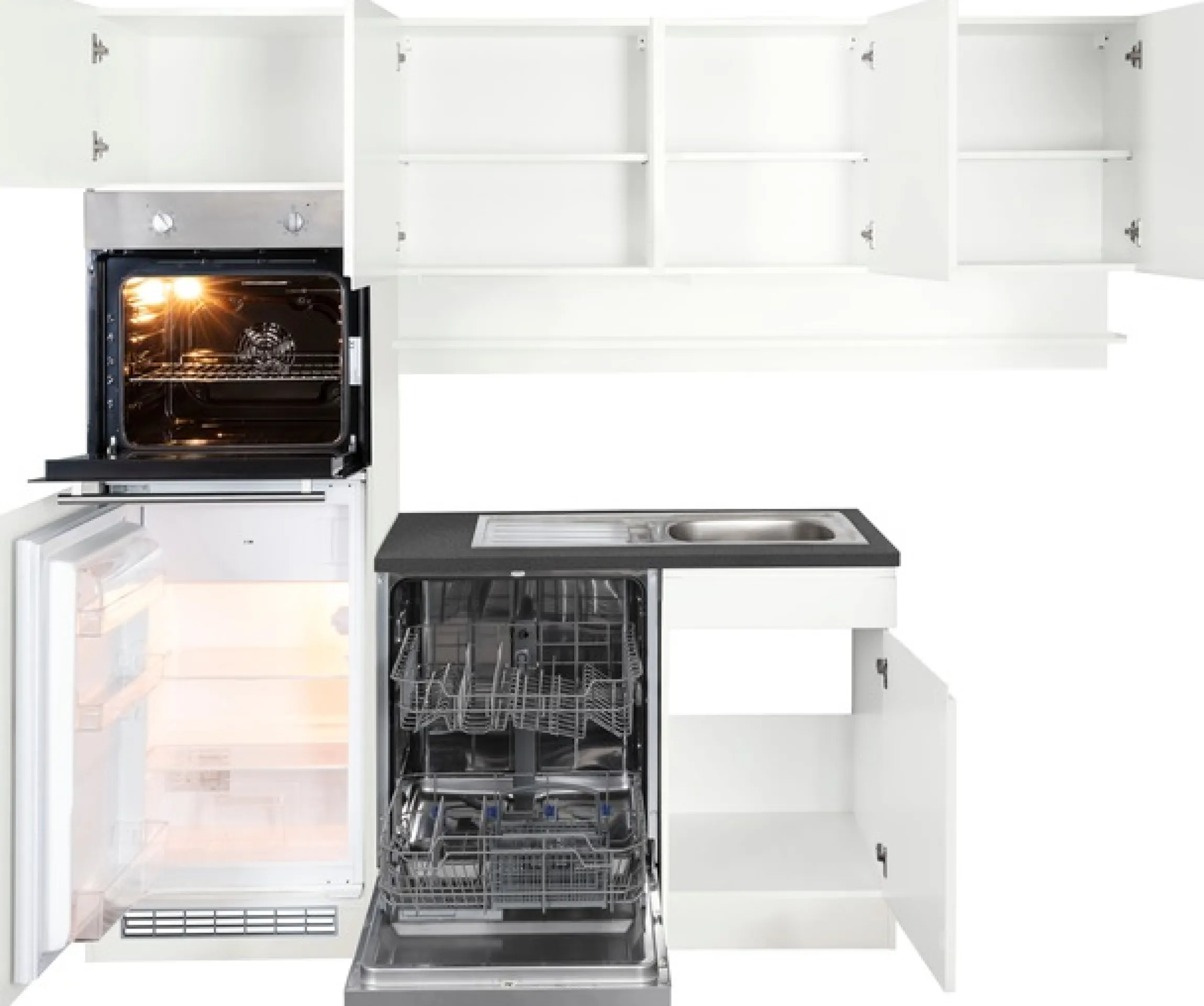 KOCHSTATION Winkelküche »KS-Virginia,neu in verbesserter Ausführung« Arbeitsplatte 38 mm stark, Stauraum, Softclose,Stellbreite 230/190 cm, Soft-Close, ohne E-Geräte