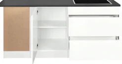 KOCHSTATION Winkelküche »KS-Virginia,neu in verbesserter Ausführung« Arbeitsplatte 38 mm stark, Stauraum, Softclose,Stellbreite 230/190 cm, Soft-Close, ohne E-Geräte