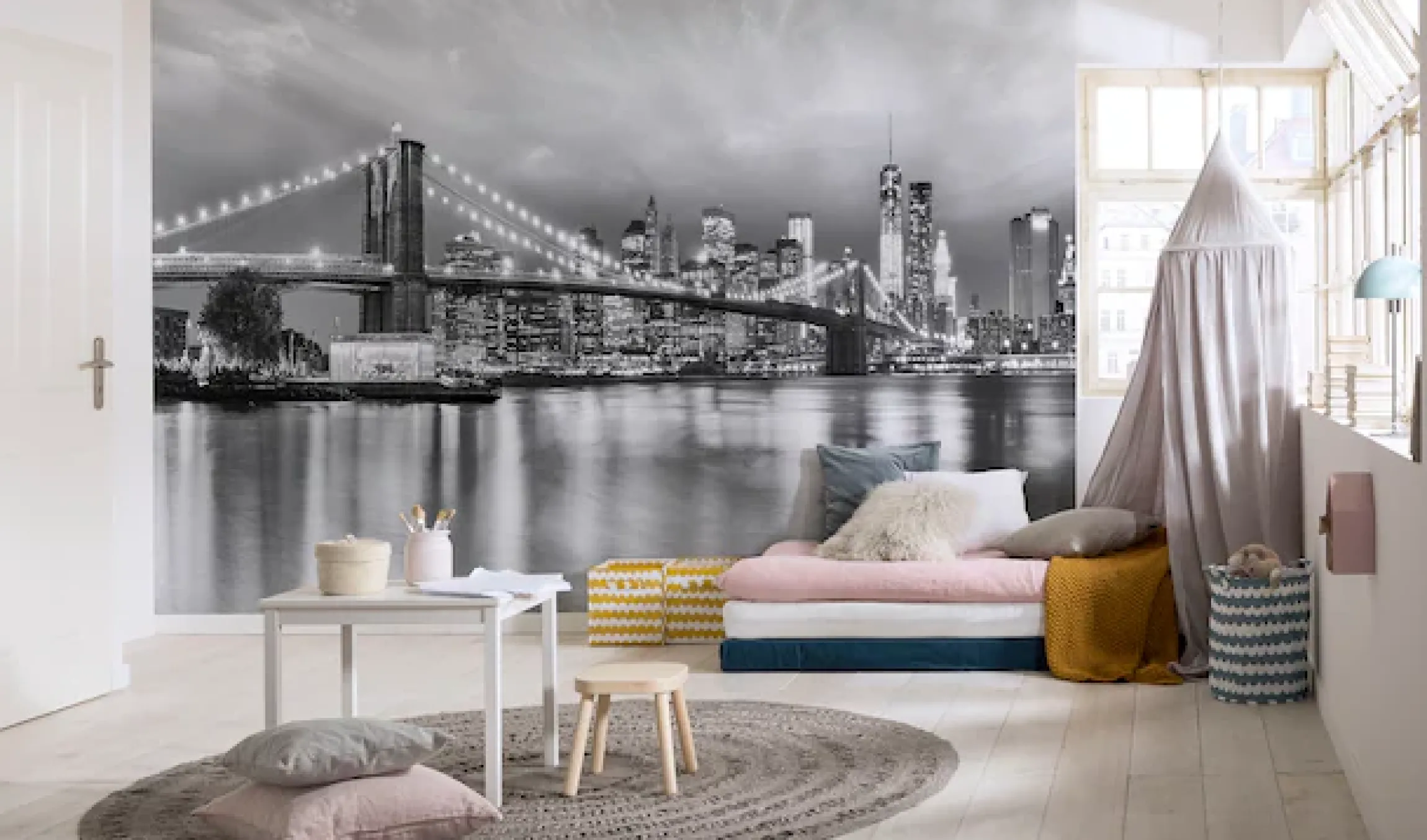 Komar Fototapete »Brooklyn B/W - Größe 368 x 254 cm« bedruckt glatt Wohnzimmer, Schlafzimmer
