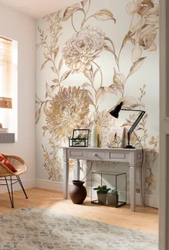 Komar Fototapete »Digitaldruck Vlies -Vintage Chrysanthemum - Größe 200 x 250 cm« bedruckt glatt Wohnzimmer, Schlafzimmer