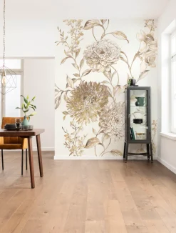 Komar Fototapete »Digitaldruck Vlies -Vintage Chrysanthemum - Größe 200 x 250 cm« bedruckt glatt Wohnzimmer, Schlafzimmer
