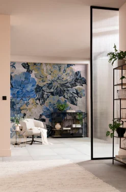 Komar Fototapete »Digitaldruck Vlies -Vintage blue Garden - Größe 300 x 250 cm« bedruckt glatt Wohnzimmer, Schlafzimmer