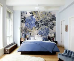 Komar Fototapete »Digitaldruck Vlies -Vintage blue Garden - Größe 300 x 250 cm« bedruckt glatt Wohnzimmer, Schlafzimmer