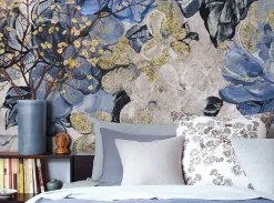Komar Fototapete »Digitaldruck Vlies -Vintage blue Garden - Größe 300 x 250 cm« bedruckt glatt Wohnzimmer, Schlafzimmer