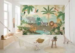 Komar Fototapete »Digitaldruck Vlies -Baby Safari - Größe 350 x 250 cm« bedruckt glatt Wohnzimmer, Schlafzimmer