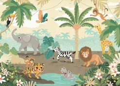 Komar Fototapete »Digitaldruck Vlies -Baby Safari - Größe 350 x 250 cm« bedruckt glatt Wohnzimmer, Schlafzimmer