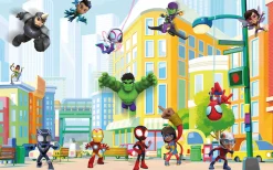 Komar Fototapete »Digitaldruck Vlies -Spidey Sightseeing Tour with Friends« bedruckt glatt Kinderzimmer