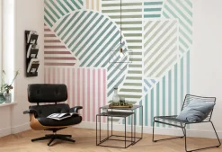 Komar Fototapete »Komar Vlies Fototapete - Jeux de Lignes Bonbon - Größe 300 x 250 cm« bedruckt glatt