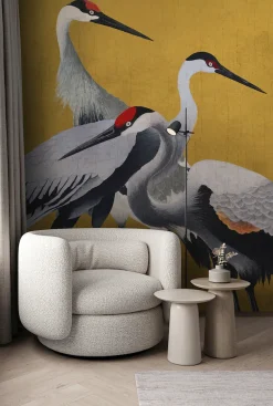 Komar Fototapete »Komar Vlies Fototapete - Yellow Cranes - Größe 200 x 250 cm« bedruckt glatt