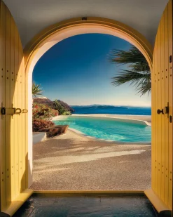 Komar Fototapete »Santorini« bedruckt glatt 200 x 250 cm (Breite x Höhe) - Tapete, Vlies, Wohnzimmer, Schlafzimmer