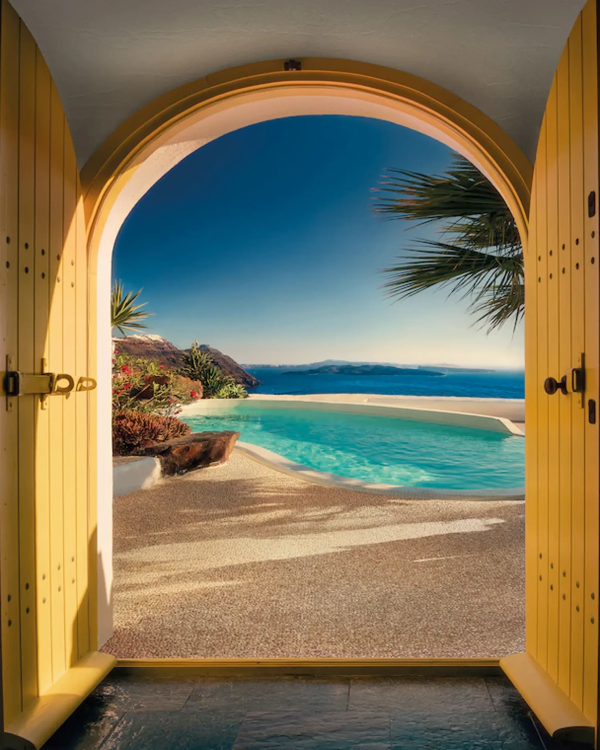 Komar Fototapete »Santorini« bedruckt glatt 200 x 250 cm (Breite x Höhe) - Tapete, Vlies, Wohnzimmer, Schlafzimmer