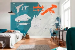 Komar Fototapete »STAR WARS Technical Plan - Größe 368 x 254 cm« bedruckt glatt Kinderzimmer