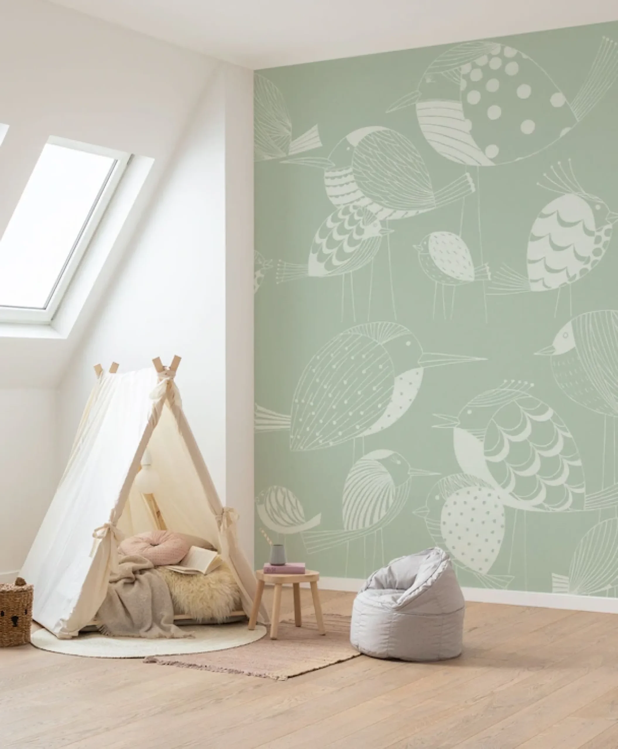 Komar Fototapete »Vlies Fototapete - Naive Birds - Größe 200 x 250 cm« Motiv | bedruckt glatt