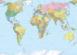 Komar Fototapete »World Map - Größe 270 x 188 cm« bedruckt glatt Wohnzimmer, Schlafzimmer
