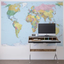 Komar Fototapete »World Map - Größe 270 x 188 cm« bedruckt glatt Wohnzimmer, Schlafzimmer