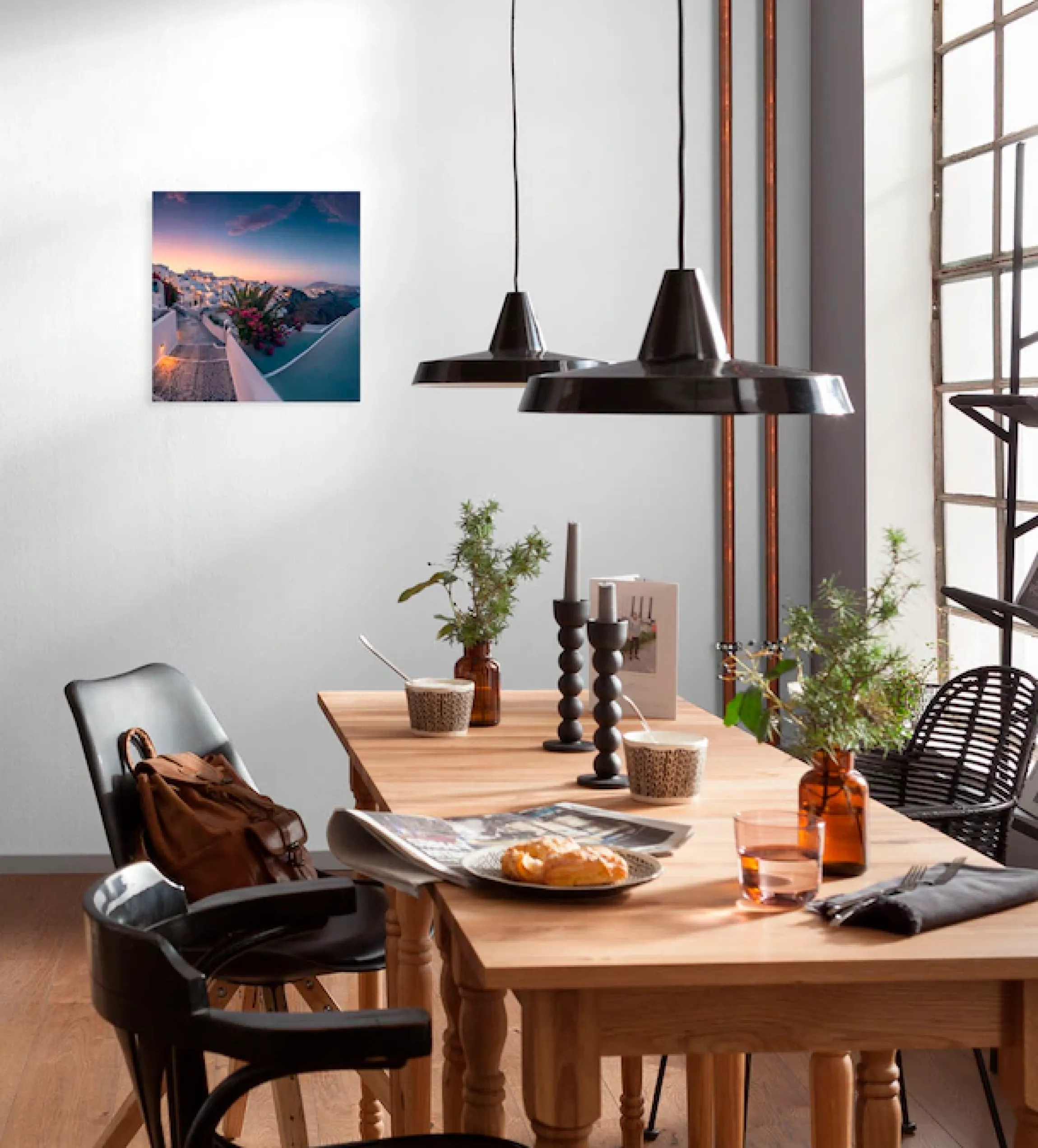 Komar Leinwandbild »Fira to Oia - Größe 30 x 30 cm« Baum | Berge | Blumen | Blätter | Foto | Jahreszeiten | Landschaft | Meer