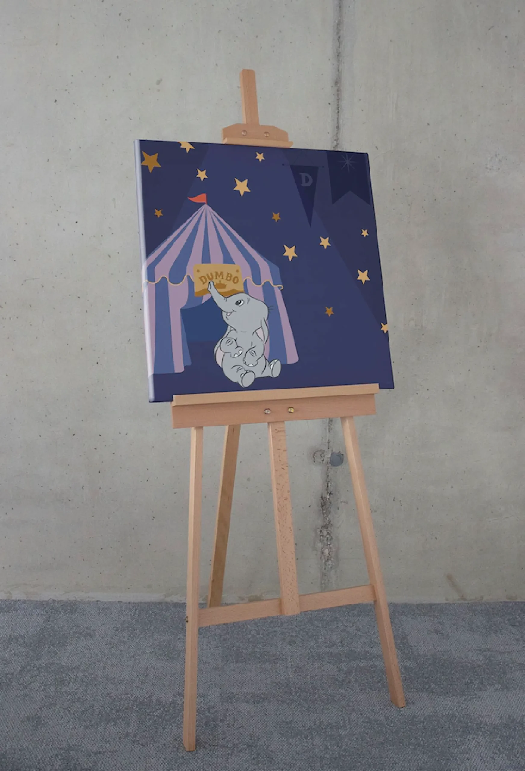 Komar Leinwandbild »Starry Night with Dumbo - Größe 60 x 60 cm« Disney 60 x 60 cm (Breite x Höhe), 1 Stk. tlg. Keilrahmenbild mit Echtholzrahmen, Kinderzimmer