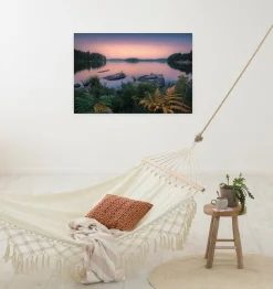 Komar Leinwandbild »Swedish Blues - Größe 90 x 60 cm« Baum | Berge | Blumen | Blätter | Foto | Jahreszeiten | Landschaft | Meer