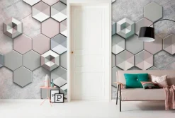 Komar Vliestapete »Digitaldruck Vlies -Hexagon Concrete - Größe 400 x 250 cm« bedruckt glatt Wohnzimmer, Schlafzimmer