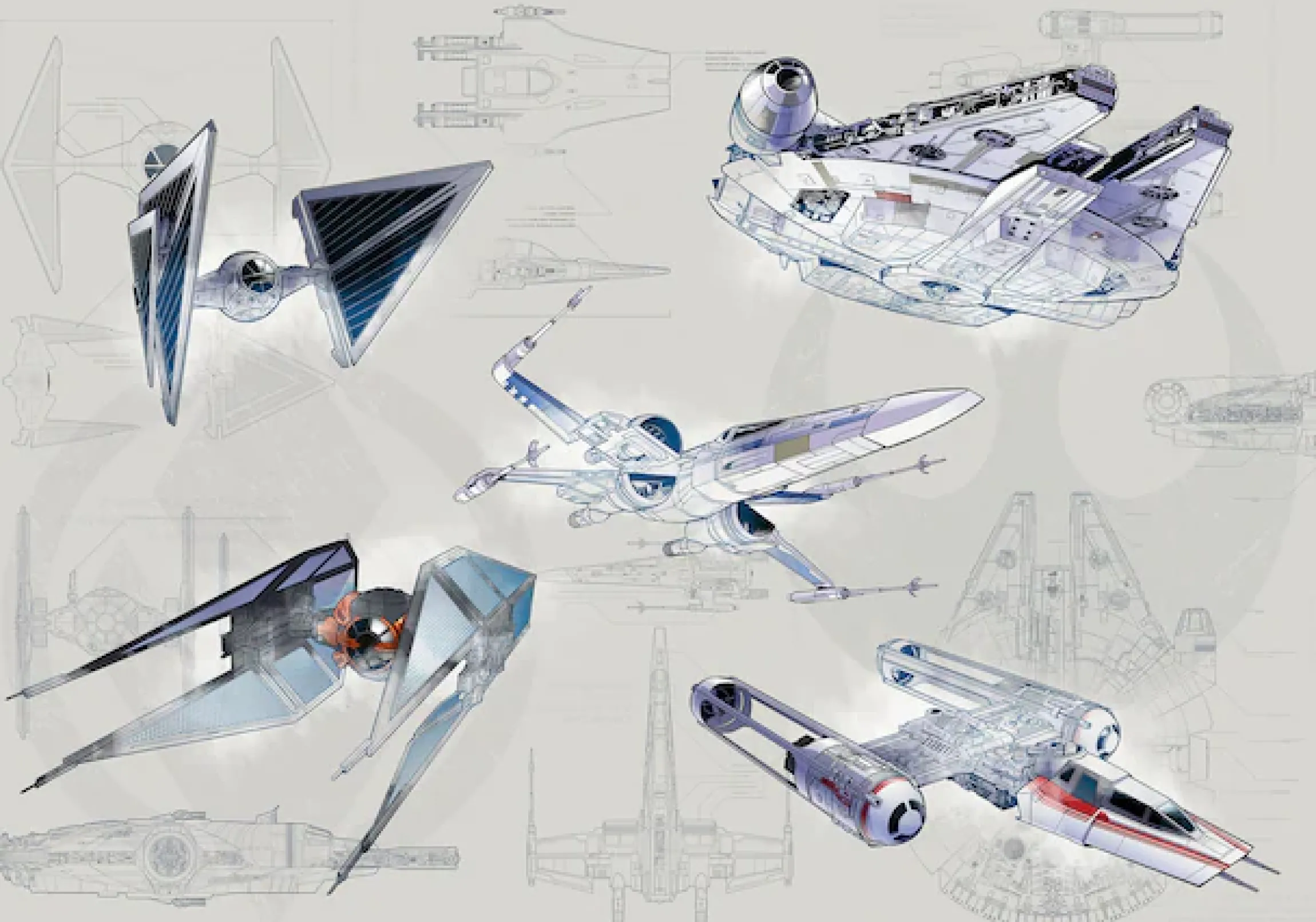 Komar Vliestapete »Digitaldruck Vlies -Star Wars Blueprint Light - Größe 400 x 280 cm« bedruckt glatt Kinderzimmer