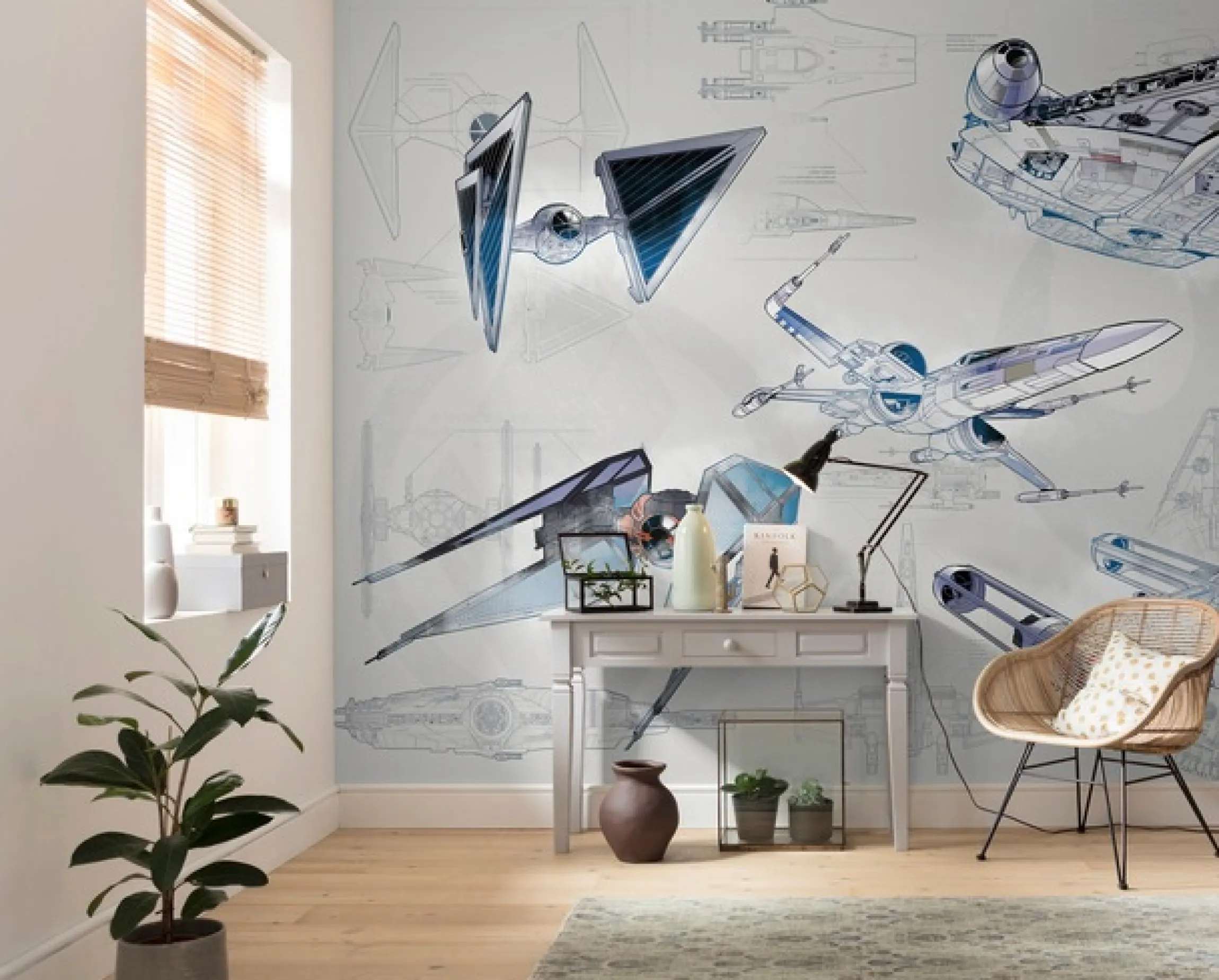 Komar Vliestapete »Digitaldruck Vlies -Star Wars Blueprint Light - Größe 400 x 280 cm« bedruckt glatt Kinderzimmer