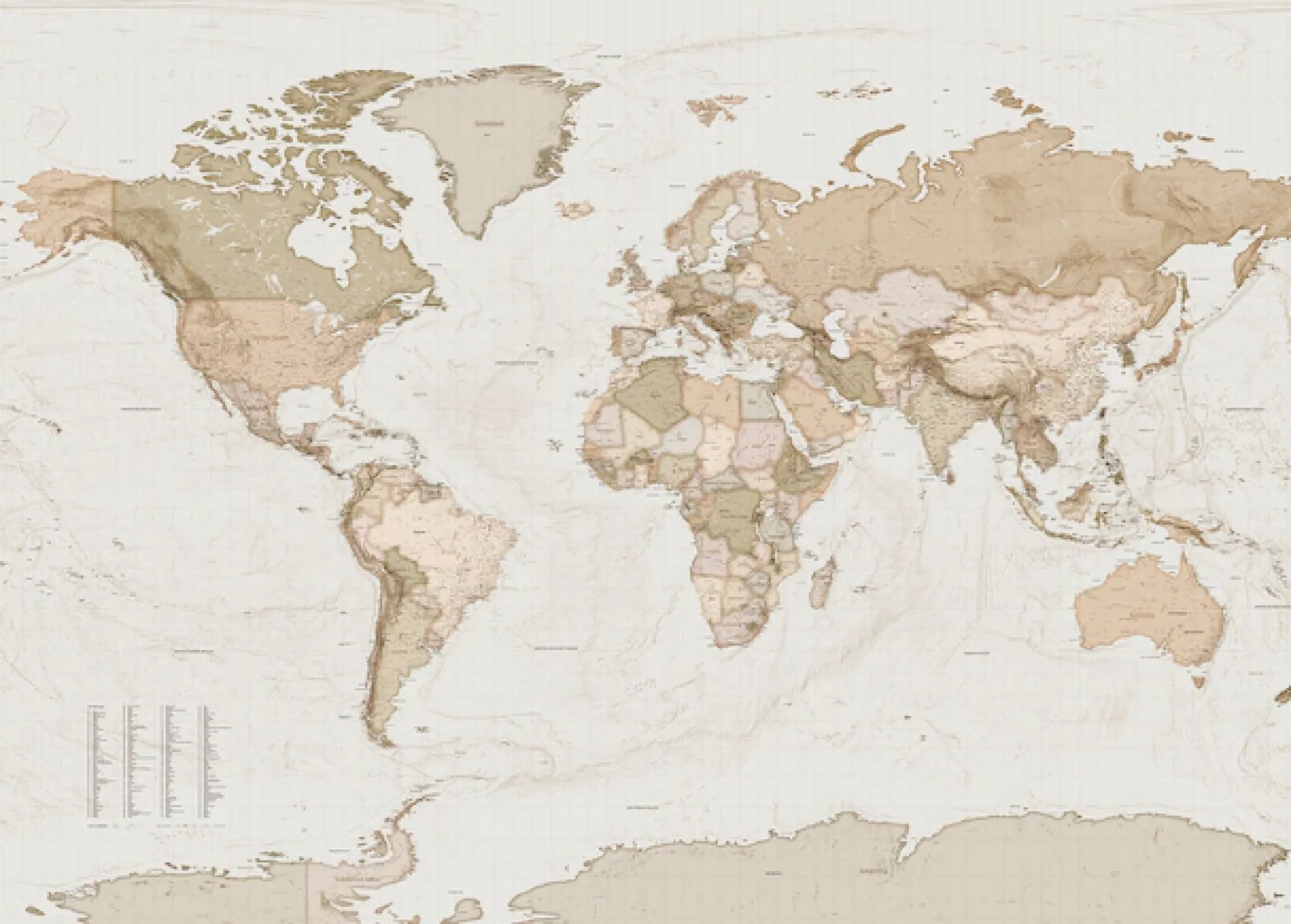 Komar Vliestapete »Digitaldruck Vlies -Earth Map - Größe 350 x 250 cm« bedruckt glatt Wohnzimmer, Schlafzimmer