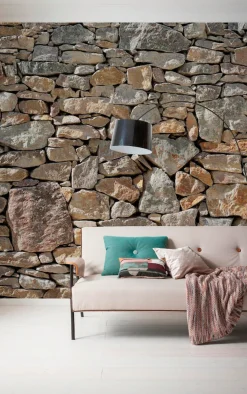 Komar Vliestapete »Digitaldruck Vlies -Stone Wall - Größe 300 x 250 cm« bedruckt glatt Wohnzimmer, Schlafzimmer