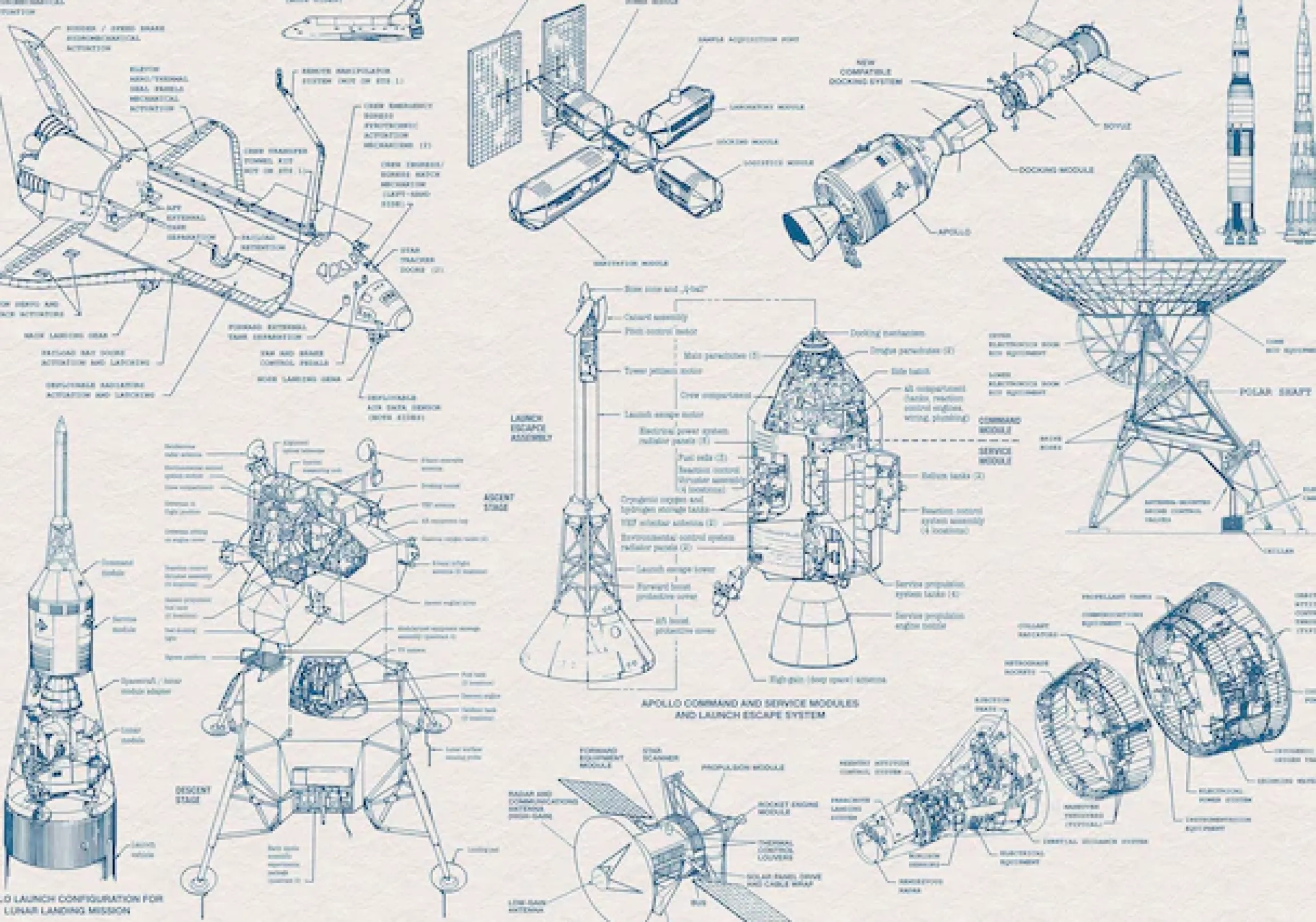 Komar Vliestapete »Digitaldruck Vlies -Spacecraft Architecture - Größe 400 x 280 cm« bedruckt glatt Kinderzimmer