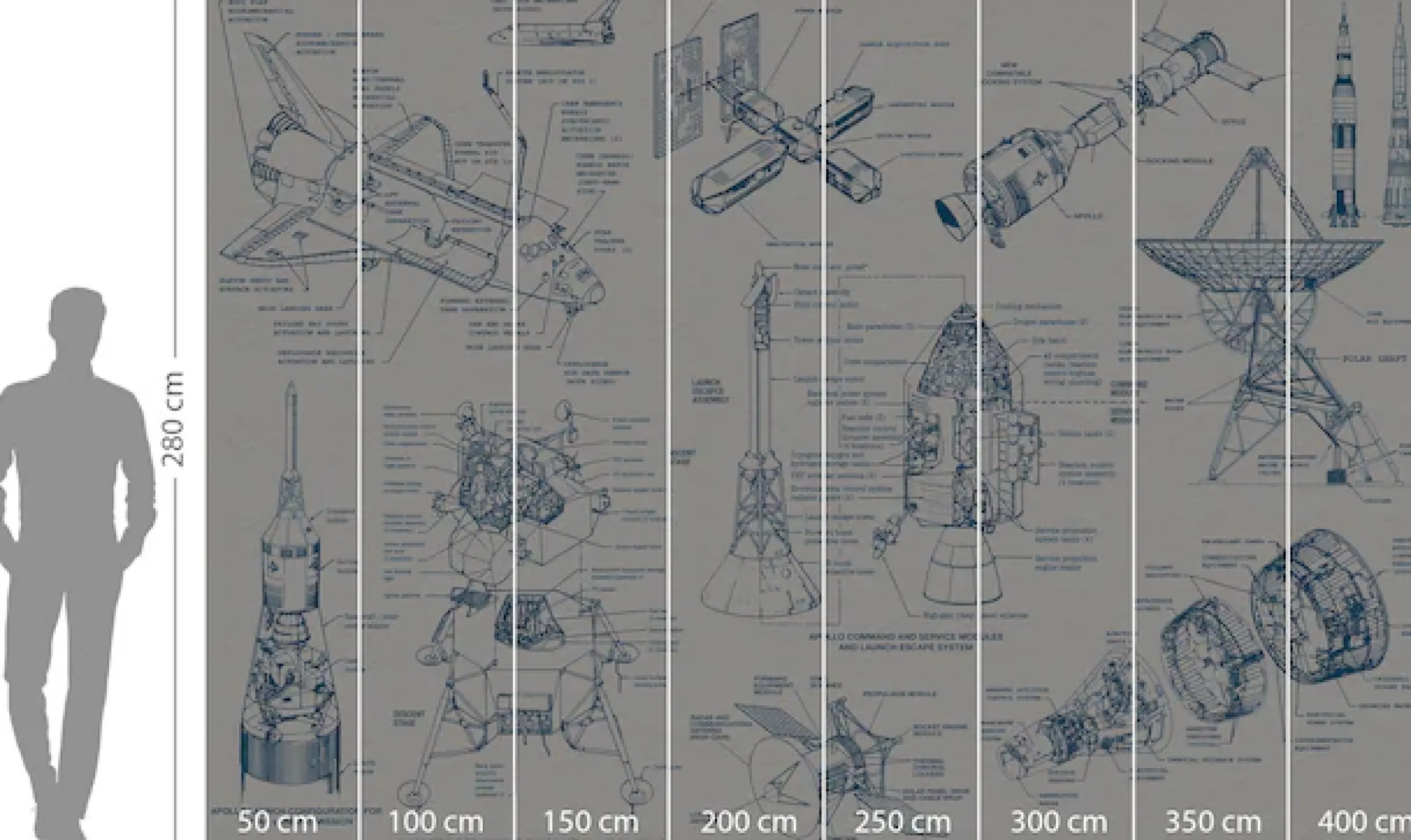 Komar Vliestapete »Digitaldruck Vlies -Spacecraft Architecture - Größe 400 x 280 cm« bedruckt glatt Kinderzimmer
