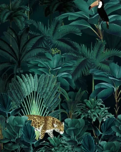 Komar Vliestapete »Digitaldruck Vlies -Jungle Night - Größe 200 x 250 cm« bedruckt glatt Wohnzimmer, Schlafzimmer