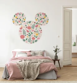Komar Vliestapete »Vlies selbstklebend - Mickey Head Wildflowers - Größe 125 x 125 cm« bedruckt glatt Kinderzimmer