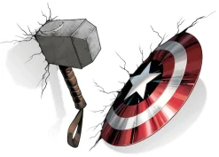 Komar Wandtattoo »Avengers Hammer & Shield - Größe 100 x 70 cm« selbstklebend, Wandsticker, Kinderzimmer