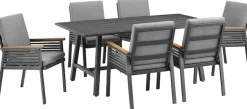 KONIFERA Garten-Essgruppe »Edessa« Set, 19 Stk. tlg. Tischplatte aus Alu-Lamellen,Armlehne mit Seilgeflecht&Noonwood-Latten