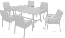 KONIFERA Garten-Essgruppe »Edessa« Set, 19 Stk. tlg. Tischplatte aus Alu-Lamellen,Armlehne mit Seilgeflecht&Noonwood-Latten