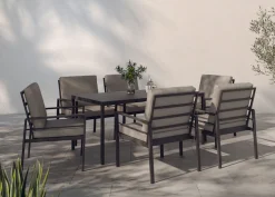 KONIFERA Garten-Essgruppe »»New Jersey«« Set, 6 Sessel, Tisch 80x160x71 cm, inkl. Auflagen, 19 Stk. tlg. Aluminium/Polyrattan