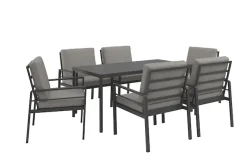 KONIFERA Garten-Essgruppe »»New Jersey«« Set, 6 Sessel, Tisch 80x160x71 cm, inkl. Auflagen, 19 Stk. tlg. Aluminium/Polyrattan