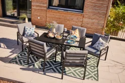 KONIFERA Garten-Essgruppe »»New Jersey«« Set, 6 Sessel, Tisch 80x160x71 cm, inkl. Auflagen, 19 Stk. tlg. Aluminium/Polyrattan