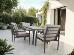 KONIFERA Garten-Essgruppe »»New Jersey«« Set, 6 Sessel, Tisch 80x160x71 cm, inkl. Auflagen, 19 Stk. tlg. Aluminium/Polyrattan