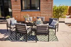 KONIFERA Garten-Essgruppe »»New Jersey«« Set, 6 Sessel, Tisch 80x160x71 cm, inkl. Auflagen, 19 Stk. tlg. Aluminium/Polyrattan
