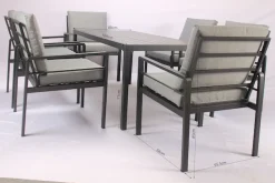 KONIFERA Garten-Essgruppe »»New Jersey«« Set, 6 Sessel, Tisch 80x160x71 cm, inkl. Auflagen, 19 Stk. tlg. Aluminium/Polyrattan