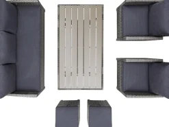 KONIFERA Gartenlounge-Set »Amsterdam« Set, 1x 3er Sofa, 1x 2 Sessel, 2x Hocker, 1xTisch 144,5x74x67cm,Polyrattan, 16 Stk. tlg. Stahl, Ablagefläche unter dem Tisch, Loungeset