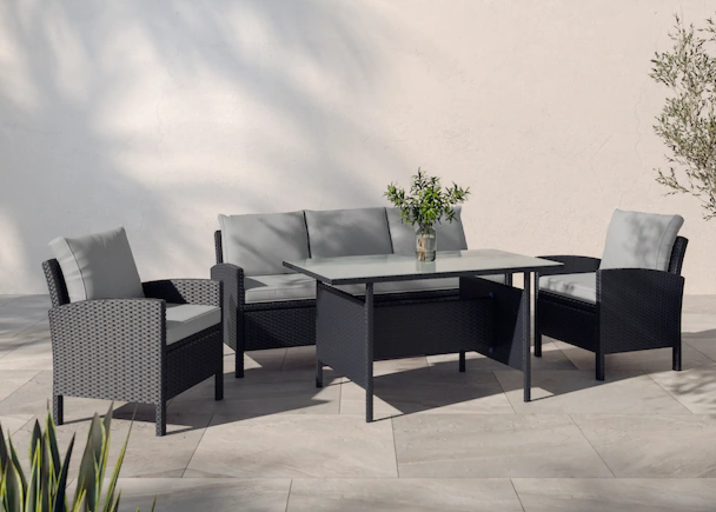 KONIFERA Gartenlounge-Set »»Brooklyn«« Set, 1x 3er Sofabank, 2 Sessel, Tisch 66x120x74 cm, inkl. Auflagen, 12 Stk. tlg. Stahl/Polyrattan