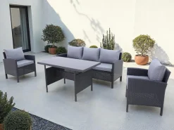 KONIFERA Gartenlounge-Set »»Brooklyn«« Set, 1x 3er Sofabank, 2 Sessel, Tisch 66x120x74 cm, inkl. Auflagen, 12 Stk. tlg. Stahl/Polyrattan
