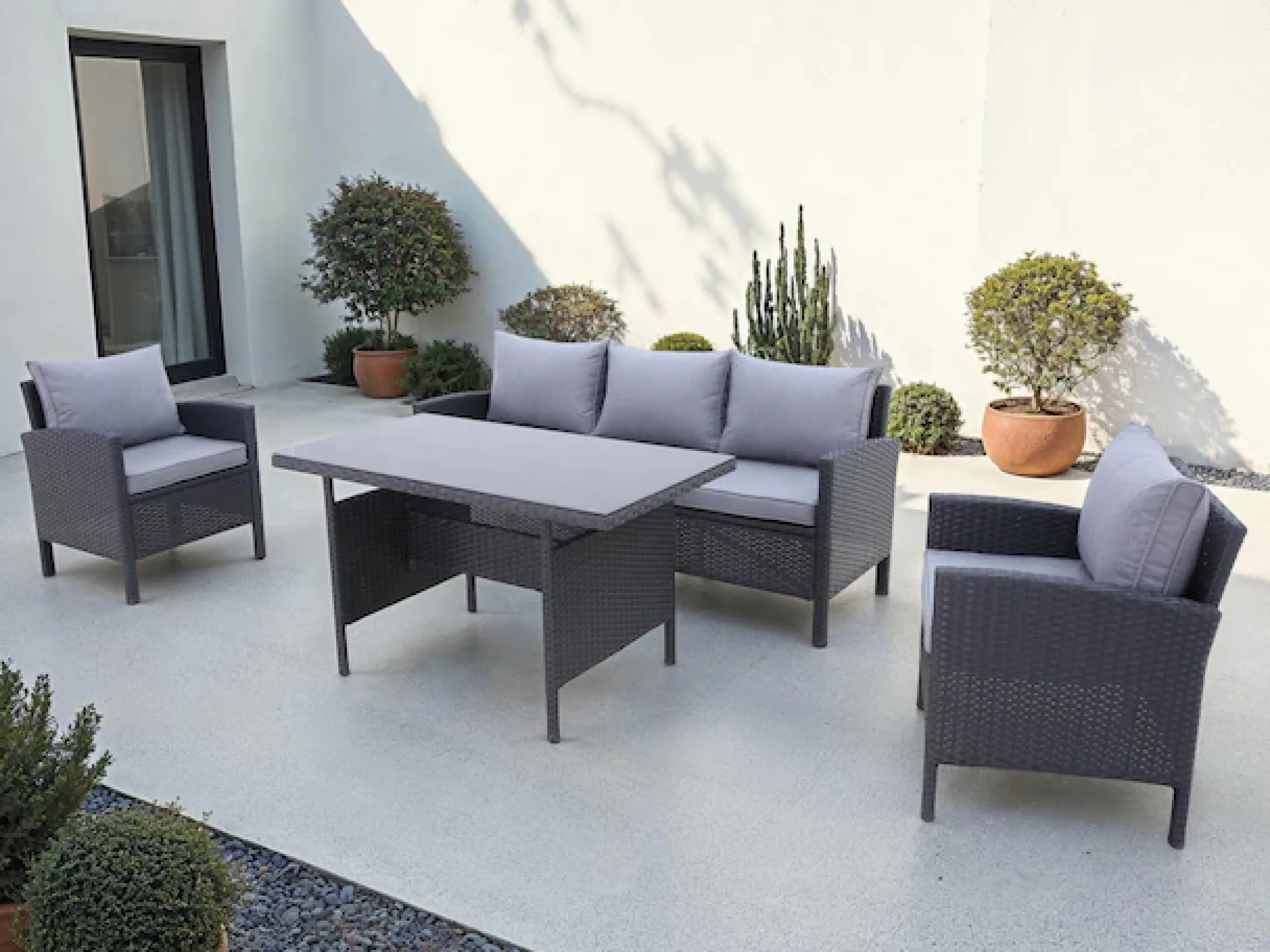 KONIFERA Gartenlounge-Set »»Brooklyn«« Set, 1x 3er Sofabank, 2 Sessel, Tisch 66x120x74 cm, inkl. Auflagen, 12 Stk. tlg. Stahl/Polyrattan