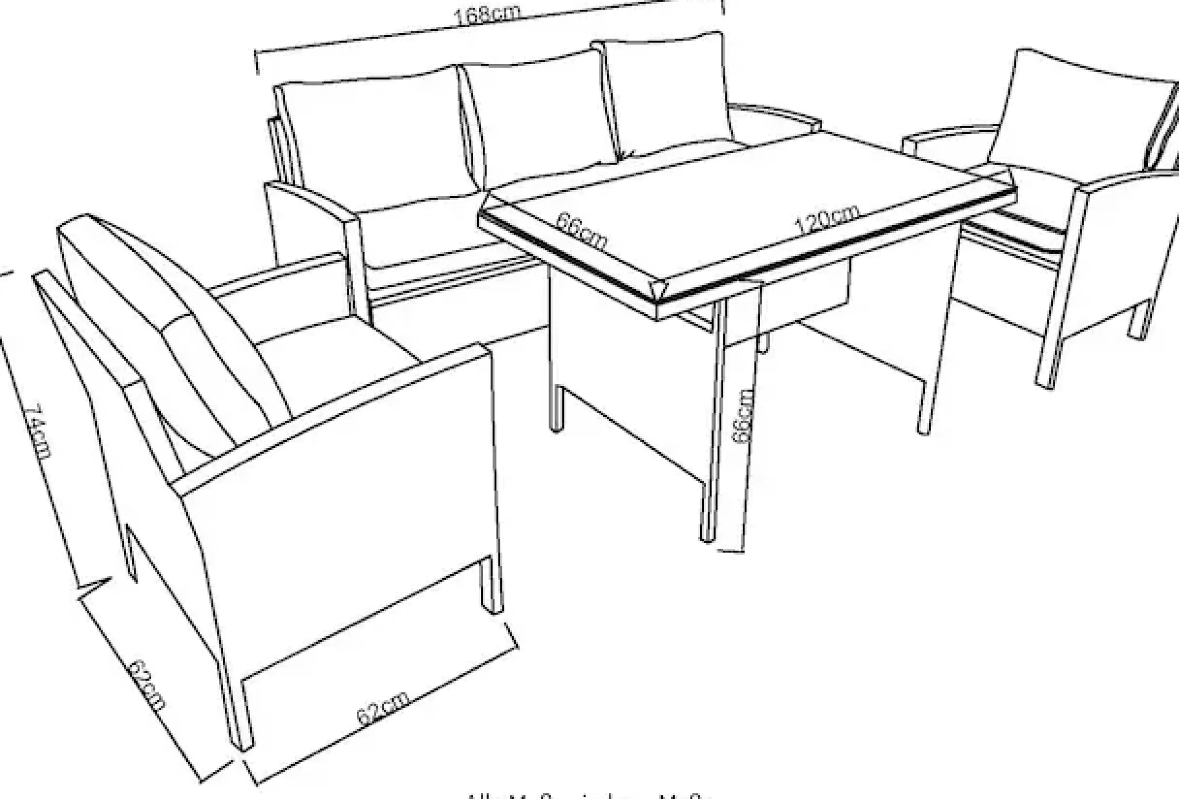 KONIFERA Gartenlounge-Set »»Brooklyn«« Set, 1x 3er Sofabank, 2 Sessel, Tisch 66x120x74 cm, inkl. Auflagen, 12 Stk. tlg. Stahl/Polyrattan